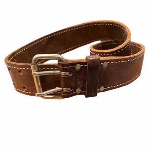 Vintage Brown Leather Western Belt Dual Prong Made USA Boho Workwear